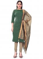 Cotton Jacquard Green Regular Wear Weaving Dress Material
